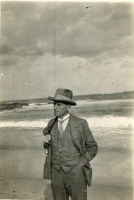 Photograph - Black and White, Alex Wright, Frank Wright at Coogee, Sydney, 1923