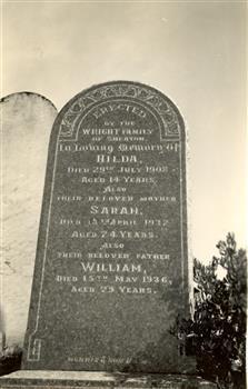 Wright Family headstone in Smeaton Cemetery