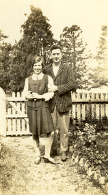 Photograph - Black and White, Scott's Pharmacy, Frank and sister at Laura Villa