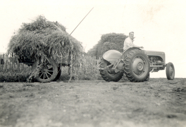 Photograph - Black and White, Velox, Frank Wright on a Tractor