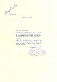 Letter from Bing Crosby to William Robertson, 1946