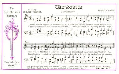 Postcard, Joshua Duckworth Ltd, Wendouree (music) by Frank Wright, mid 1900s