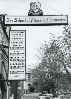 Illuminated sign at the Ballarat School of Mines