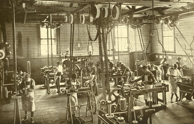 Image - black and white, Ballarat Junior Technical School Turning and Fitting Class, 1915, 1915