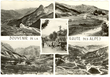 Postcard - black and white, MAR, Le Route Des Alpes, c1920