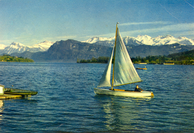 Postcard - colour, Franz Schneider, Lucerne, Lake Lucerne and Mountains, c1920