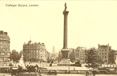 Postcard - black and white, Trafalgar Square, London, 1917, c1917