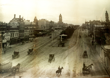 Photograph - Sepia, Black, Sturt Street, Ballarat, 1900
