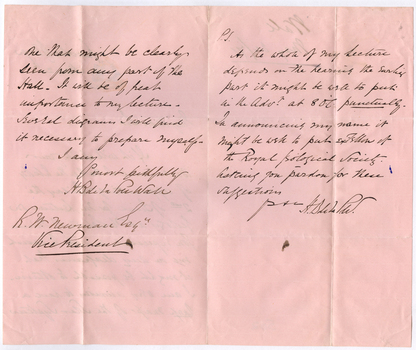 handritten letter on pink paper