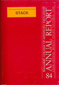 book, Ballarat College of Advanced Education Annual Report, 1984, 1985