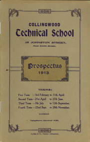 Booklet, Collingwood Technical School Prospectus, 1913
