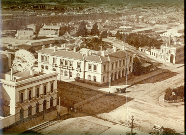 Photograph - Black and White, Ballarat Post Office from the Ballarat Town Hall Tower, 1872