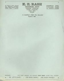 Document, K.E. Rash Letterhead