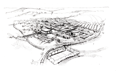 Photograph - Black and White, Aerial Depiction of a Plan for the Mount Helen Campus,  c1969