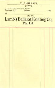 Book, Lamb's Ballarat Knitting Co. Records of Stock and Despatches