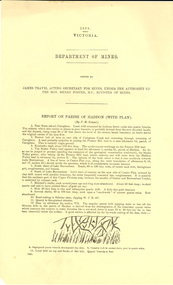 Document, Report on Parish of Haddon, 1898