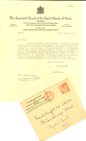 Letter, Associated Board of Royal Schools of Music correspondence, 1936, 26th March, 1936