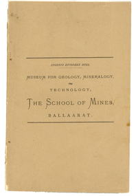 Book, Charles Boyd, Museum for Geology, Mineralogy, Technology, Ballarat School of Mines, Ballaarat, 1882