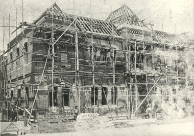 The Ballarat School of Mines Adminstration Building under scaffold