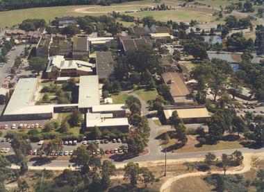 Photograph, Aerial Photograph of Federation University Mount Helen campus looking towards the oval, 1991