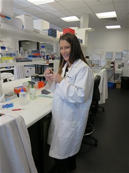 A woman works in a laboratory
