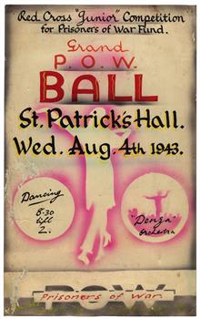 Sign for Grand P.O.W. Ball at St Patrick's Ballarat, 1943