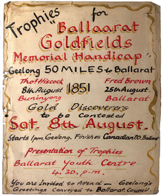 Sign, Ballaarat Goldfields Memorial Handicap, Geelong to Ballarat