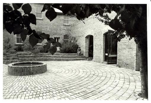 brick paved courtyard