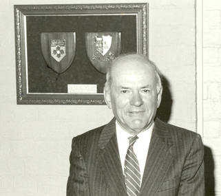 Photograph - Black and White, Bill Gribble in Founders Room at the Ballarat School of Mines, c1994