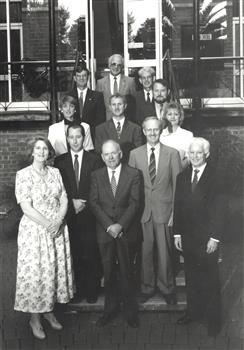 12 people on the steps of the former Ballarat East Town Hall