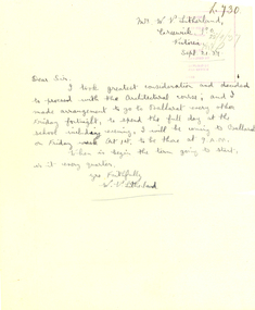 Correspondence, Correspondence between W.V. Litherland and F.E Ferguson, 1937, 21/09/1937