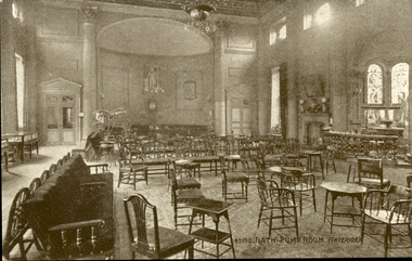 Postcard - black and white, Bath Pump Room (interior), c1917