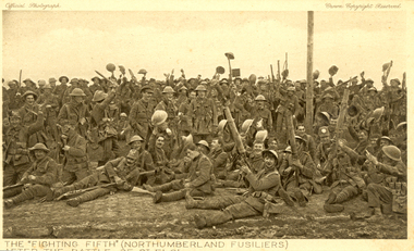 Postcard - Sepia, The "Fighting Fifth" after the Battle of St Eloi, c1916