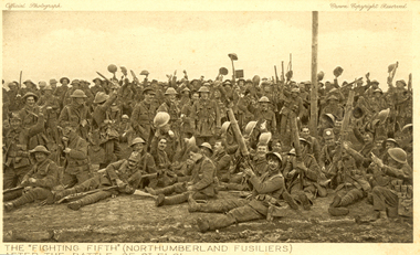 Postcard - Sepia, The "Fighting Fifth" after the Battle of St Eloi, c1916
