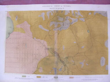 Map - Geological Survey, J. Phillips, Geological Survey of Victoria - Ballarat, 1857, 10/1858