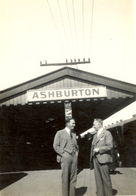 Photograph - black and white, Frank Wright at Ashburton Railway Station, mid 1900s