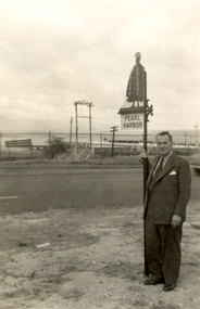 Photograph - black and white, Frank Wright at Pearl Harbor, mid 1900's