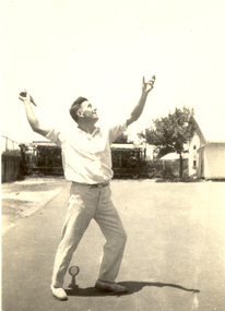 Photograph - black and white, Frank Wright Playing Tennis, 10/1928