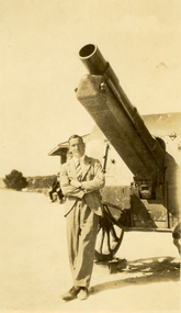 Photograph - Black and White, Lin Jenkins, Frank Wright Beside a Canon on Black Hill, 1929, Jan 1929