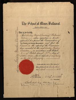 A printed certificate
