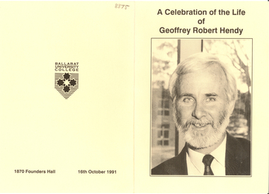 Programme, A Celebration of the Life of Geoffrey Robert Hendy, 1991, 10/1991