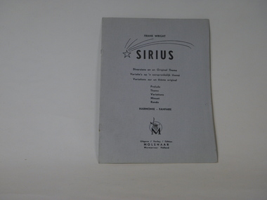 book of sheet music, Molenaar, Sirus by Frank Wright