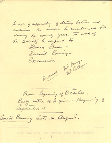 Document, Written notes concerning the Ballarat Science and Field Naturalists Club, 1917, c1917