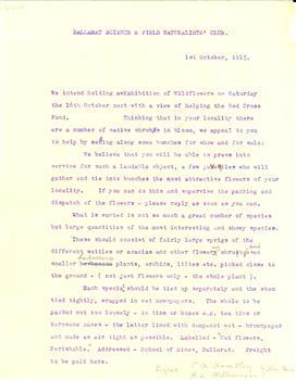 Carbon copy of a typed letter dated 1915