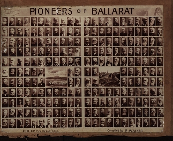 Numerous small photographs of Ballarat pioneers