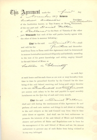 Document, Ballarat School of Mines Staff Agreements, 1909, 1909