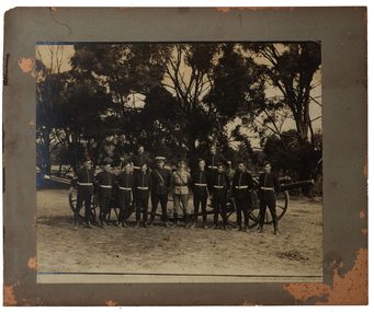 Photograph - black and white, Volunteer Force in a paddock, c1910