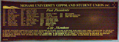 Photograph - Photograph - Colour, Monash University Gippsland Students Union Past Presidents Board, 2014