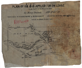 Plan, Henry Peacock's Lease, 1898