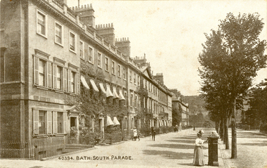 Postcard - black and white, South Parade, Bath